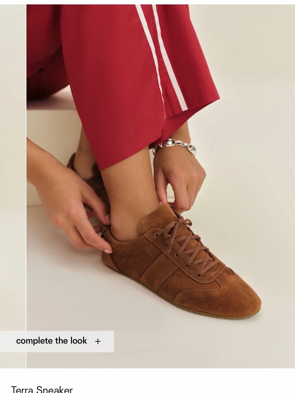 Reformation Terra Suede Lace-Up Sneakers — Chestnut Brown size 8.5 - Picture 3 of 13